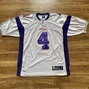 REEBOK Minnesota Vikings XL Brett Favre Jersey Size 54 Captains White Purple Y2K